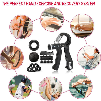 Adjustable 5-60Kg Heavy Hand Gripper, Fitness Hand Exerciser (Full Kit or Individual)