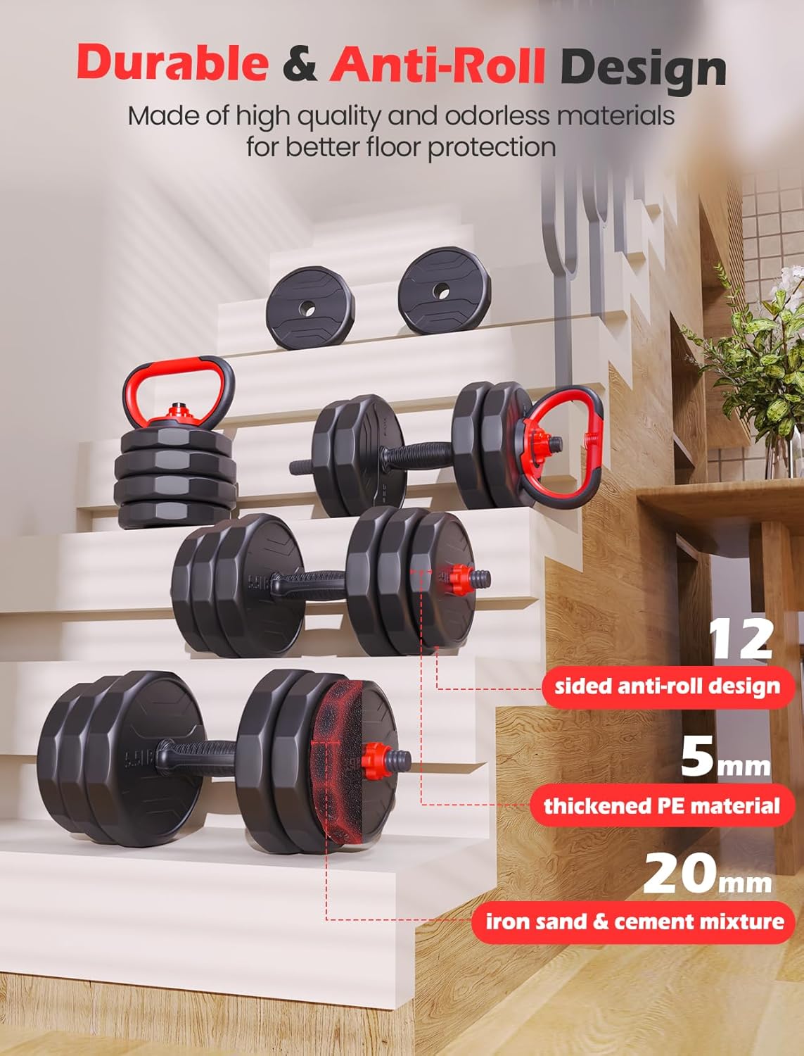 Adjustable Dumbbells Set (55/70/90Lbs variants + Free Weight Set with Connector)